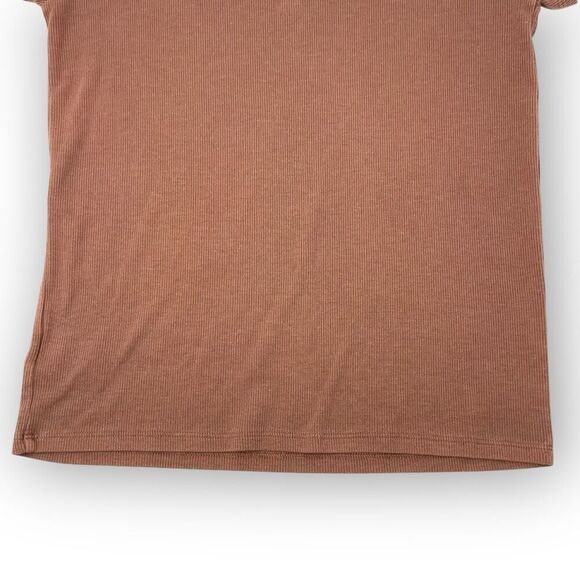 American Eagle AE Ribbed Saltwash V-Neck Baby Tee Rust Pink Women’s Size XL - Picture 6 of 10
